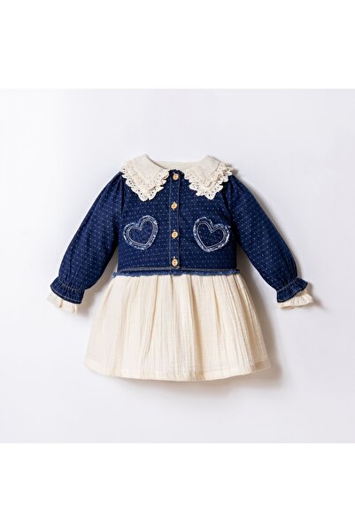 COCOSISS Girl's Muslin Dress with Denim Jacket