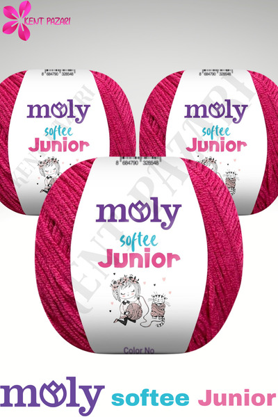 Kent Pazarı Moly Softee Junior 3 Pieces Punch Hand Knitting Yarn Amigurumi Yarn 50 Gr Bag Toy Yarn