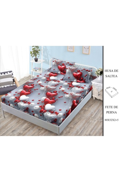 CHIRASO CHIRASO Fitted Sheet Set, Satin Cotton, 160x200 cm and 2 Pillowcases 52x80 cm