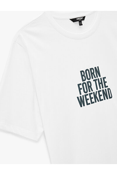 Koton Tricou cu mânecă scurtă, cu decolteu, din bumbac, cu imprimeu