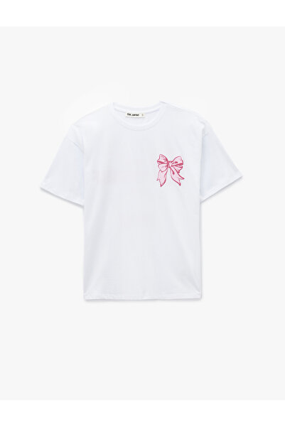 Koton Short Sleeve Crew Neck Bow Printed Oversize T-Shirt