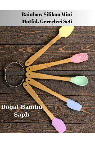 Flash Bazaar Rainbow 5 Piece Silicone Mini Kitchen Utensils Set