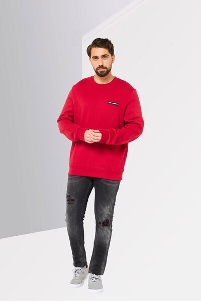 Karl Lagerfeld Men Crew Neck Long Sleeve Brand Long Sweatshirts, Red
