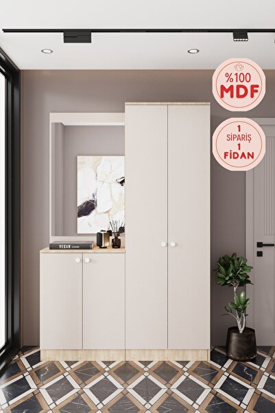 BALNEOM Evora 9-p Modern Portmanto Askılı Vestiyer Vizon - Lefkas