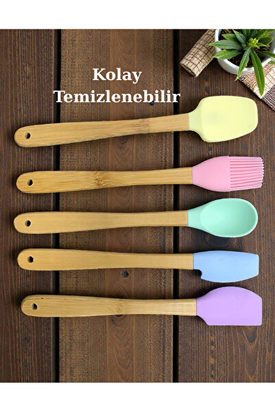 Flash Bazaar Rainbow 5 Piece Silicone Mini Kitchen Utensils Set