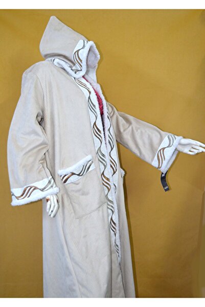 Zainah Premium Winter Coat with Hood | Women's Long-Sleeve Duster with Faux Fur Trim & Embroidery