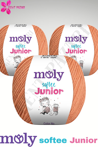 Kent Pazarı خيط حياكة يدوي من مولي سوفتي جونيور، 3 قطع، خيط أميجورومي، 50 جرام، خيط للألعاب