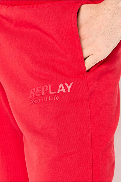 Replay Men Regular Fit Brand Logo Basic Shorts, Red