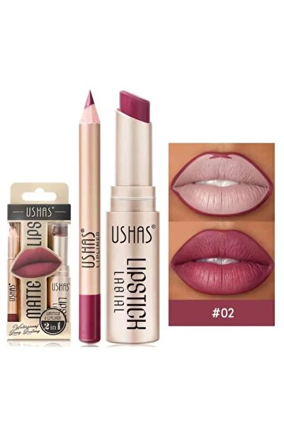 Ushas Cosmetics Lip liner and lipstick set - Lip Combo by Ushas, shade 02 Pink Petal