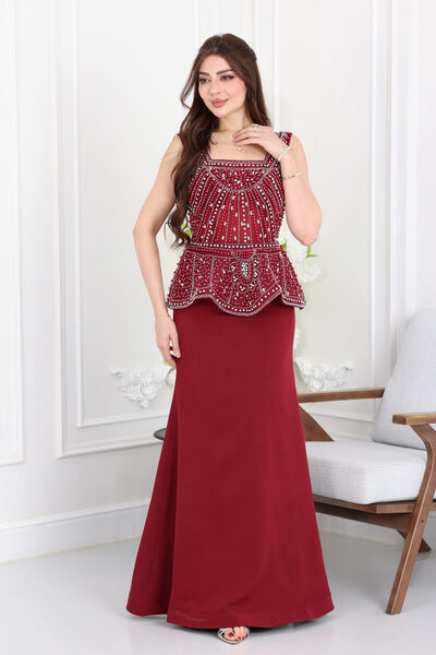 modern designer Royal beaded evening dress