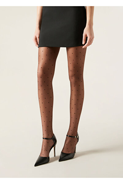 Daymod Καφέ καλσόν με σχέδιο πουά Γυναικείο καλσόν πουά