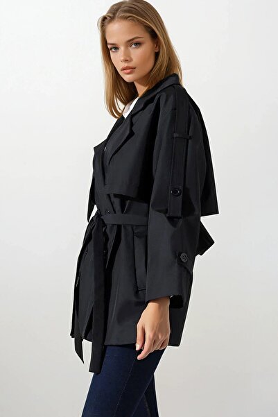 VAGGON Καμπαρντίνα με λεπτομέρεια ζώνης και δέσιμο με κορδόνια στον γιακά διπλό πέτο