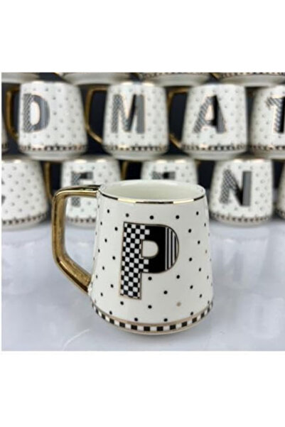 ACAR Plus İsme Özel P Harfli Porselen Kupa 200 ml