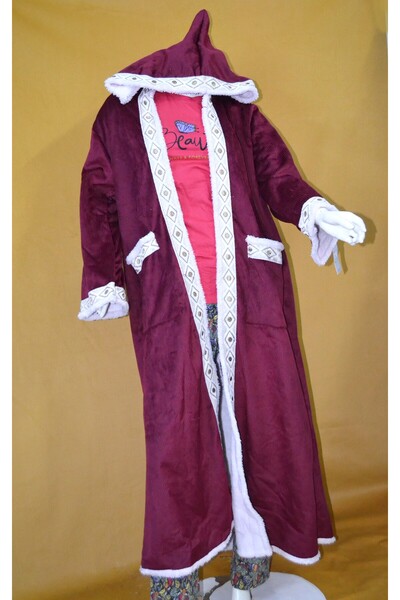 Zainah Premium Winter Coat with Hood | Women's Long-Sleeve Duster with Faux Fur Trim & Embroidery