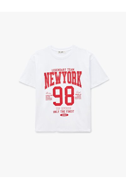 Koton Cotton Short Sleeve Crew Neck Printed Oversize T-Shirt