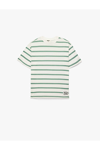 Koton Short Sleeve Crew Neck Cotton Striped T-Shirt
