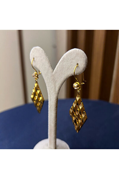 Arpaş 14 Ayar Baklava Desenli Altın Küpe