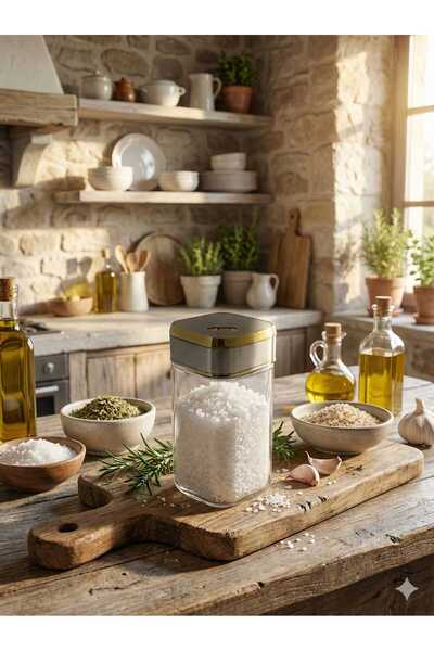 LOVYCO Gold Detailed Glass Salt and Pepper Shakers Decorative Luxury Design Spice Jar 1 Piece