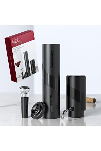 M Magic Blaze Digital Dreams Delivered Magic Blaze 4-in-1 Electric Wine Opener Set – Corkscrew, Aerator, Vacuum Stopper, Foil Cutter (USB