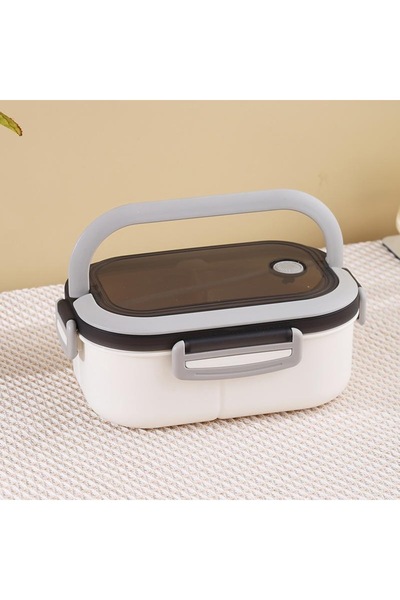PETITE Lunch box with handle and vacuum port — Bento box, 2 stacked compartments with cutlery, 1.2 L, whi