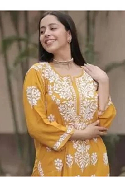 MYSMAR Yellow Rayon Cotton Salwar Kameez - FFT1656 | Yellow