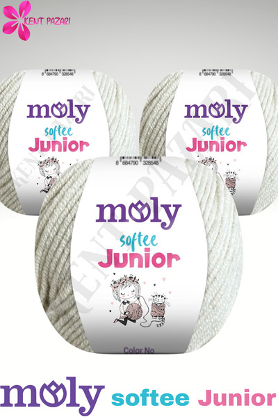 Kent Pazarı خيط حياكة يدوي من مولي سوفتي جونيور، 3 قطع، خيط أميجورومي، 50 جرام، خيط للألعاب