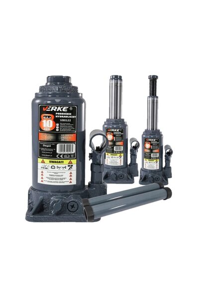 VERKE Cric hidraulic 10 tone, tip butelie, 195 mm - 385 mm,