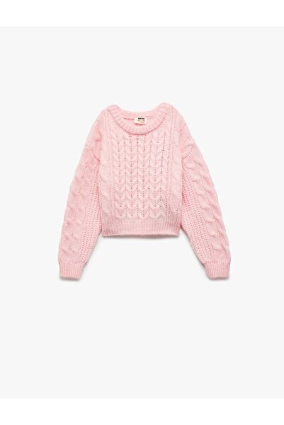 Koton سترة تريكو قصيرة بأكمام طويلة وياقة دائرية ومفصلة