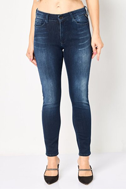 Replay Women Skinny Fit Washed Stretchable Denim Jeans, Navy