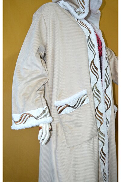 Zainah Premium Winter Coat with Hood | Women's Long-Sleeve Duster with Faux Fur Trim & Embroidery