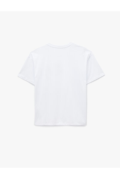 Koton Cotton Short Sleeve Crew Neck Duck Embroidered Oversized T-Shirt