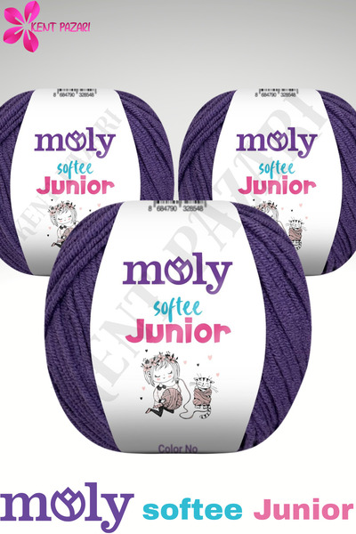Kent Pazarı Moly Softee Junior 3 Pieces Punch Hand Knitting Yarn Amigurumi Yarn 50 Gr Bag Toy Yarn