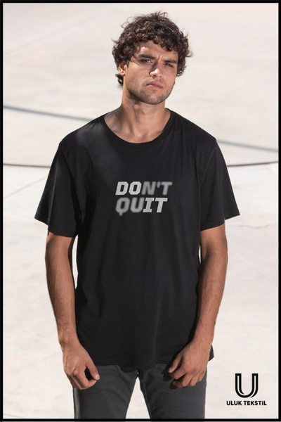 ULUK TEKSTİL تي شيرت أسود للجنسين قصة فضفاضة - مع شعار تحفيزي مكتوب عليه 'لا ...