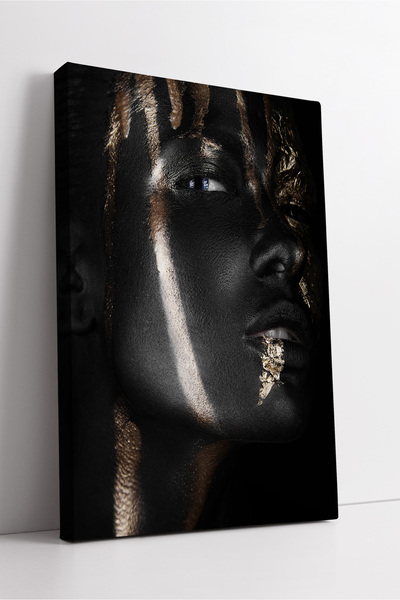 KOSS Dijital Μαύρος πίνακας τέχνης πορτραίτου με εφέ χρυσής λωρίδας Μοντέρνο ...