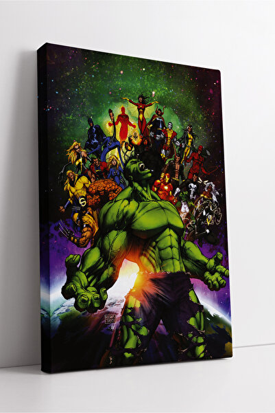 KOSS Dijital Hulk and Marvel Superhero Team Epic Illustration Canvas Painting Colorful Dynamic Wall Decor