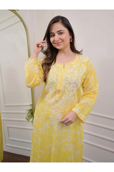 MYSMAR Yellow Cotton Kurti Pant - FFT1672 | Yellow