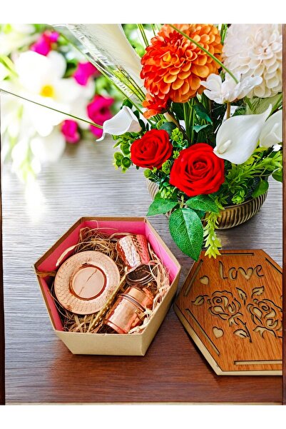 BARITCIOGLU فنجان قهوة نحاسي وإبريق قهوة في علبة هدايا