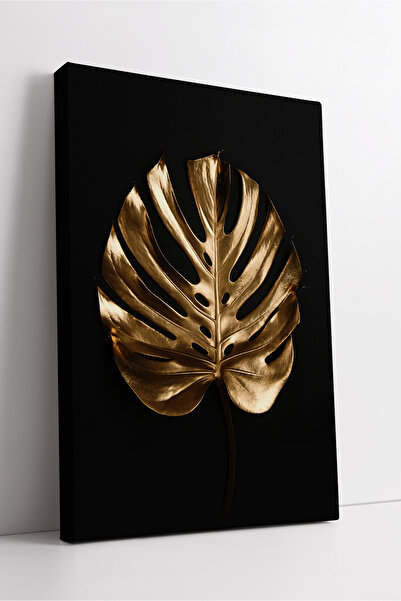 KOSS Dijital Artă naturală de lux cu detalii de frunze de monstera aurie, pic...