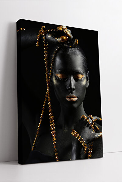 KOSS Dijital Portret de femeie neagră cu lanț de aur, artă estetică modernă d...