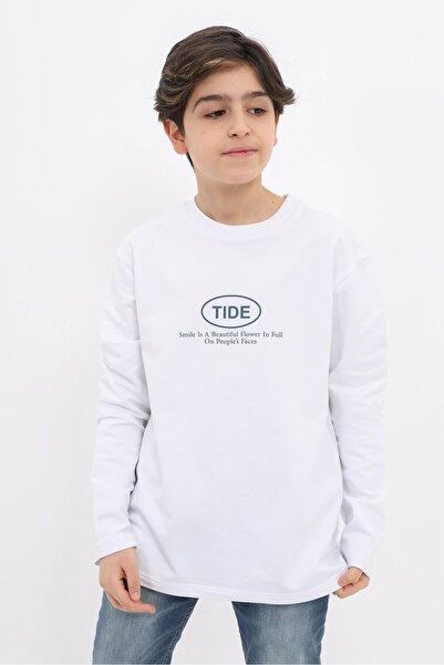Toontoy Boys' Oversized Crew Neck Lightweight Drop Shoulder Printed Long Swea...