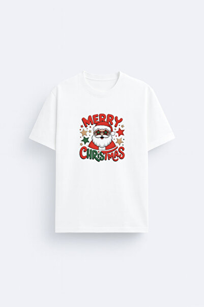 MODA تي شيرت عيد الميلاد لعام مطبوع من سانتا كلوز لعام 2026، تي شيرت أبيض برق...