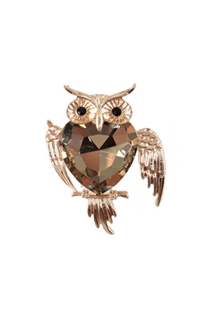 KEEBA Bilgeliğin ışıltısı Gold renkli elmas taşlı baykuş broş unisex erkek ka...