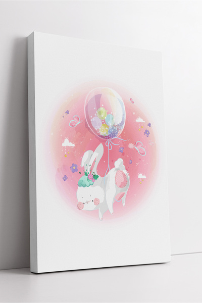 KOSS Dijital Pictură pe pânză pentru cameră pentru copii, iepure cu baloane, ...