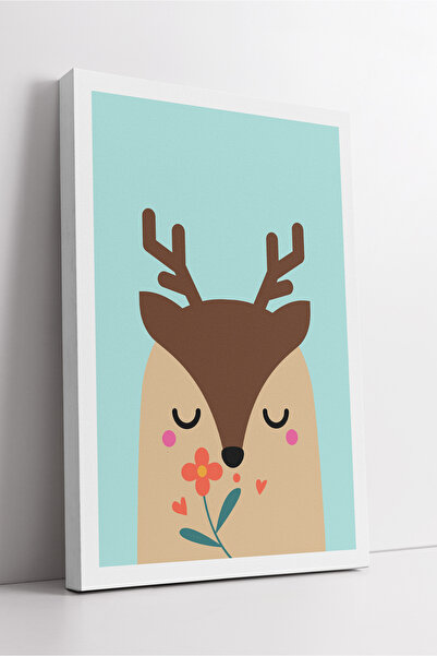 KOSS Dijital Ilustrație de cerb drăguț care ține o floare, pictură modernă, m...
