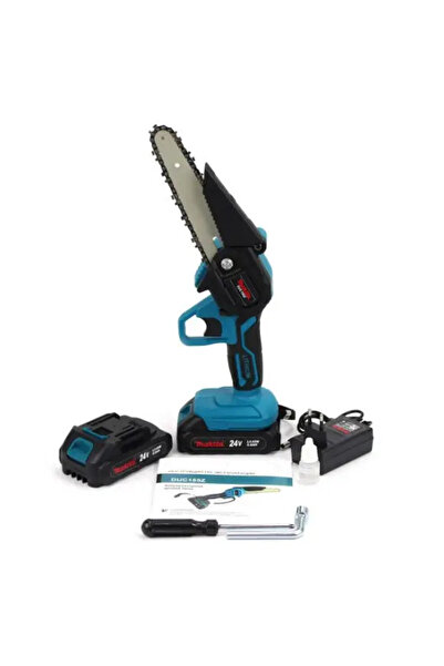 OBSIDION Drujbă electrică portabilă, lamă de 20 cm, 700 W, 48 V, 2 baterii