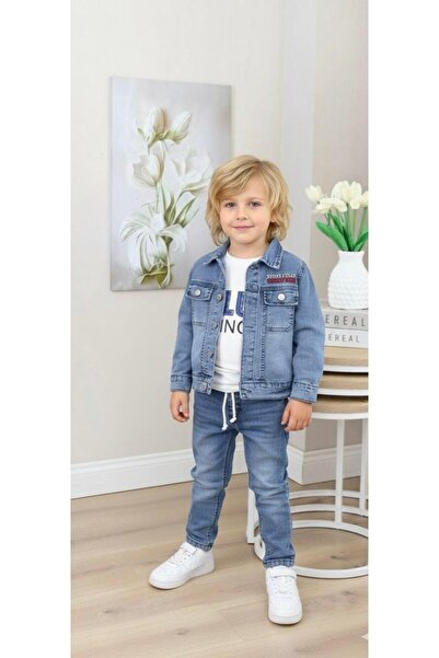 zavera for kids Boy's Pocket Detailed Three-Piece Denim Set - 100% Cotton