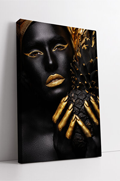 KOSS Dijital Μοντέρνο Πολυτελές Καλλιτεχνικό Δίχρωμο Γυναίκας Πορτρέτο με Χρυ...