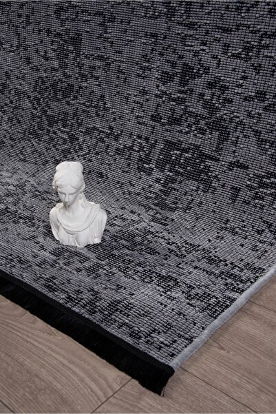 denf home Gri Şönil Kilim Makinede Yıkanabilir Kaymaz Taban Halı Yolluk