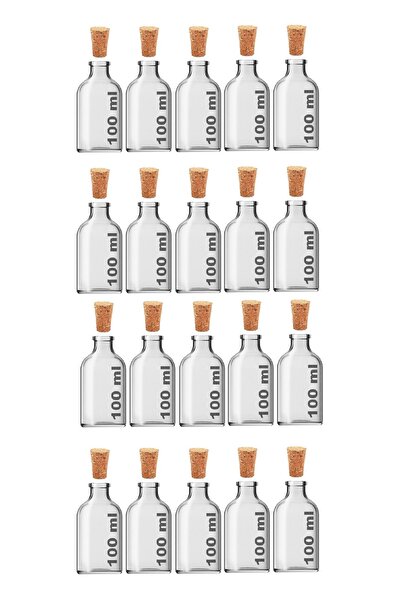 junibeliw 20Pcs 100ml Small Glass Vase Bottle 20X100Ml Decorative Bottle Vase Henna Wedding with Cork Stopper (H:9.4 W:5)