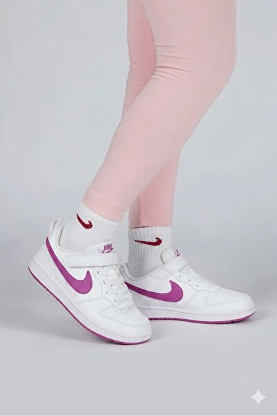 Nike Court borough low pink sneaker shoes for kids (sporti̇ks)